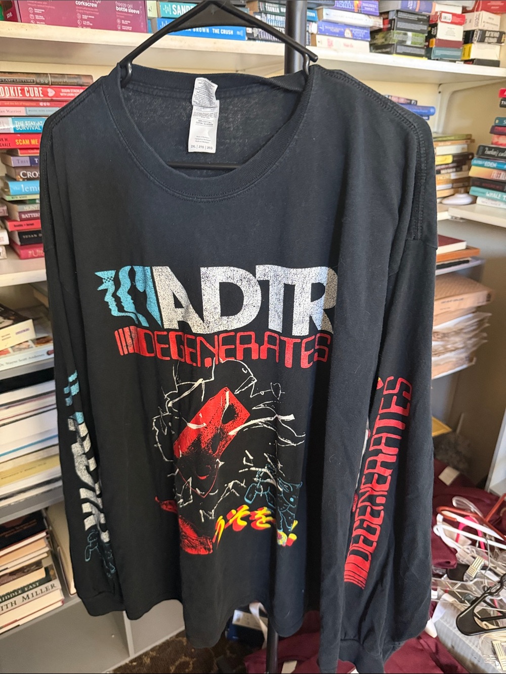 ADT Black Long Sleeve Tee with Red and Blue Graphic